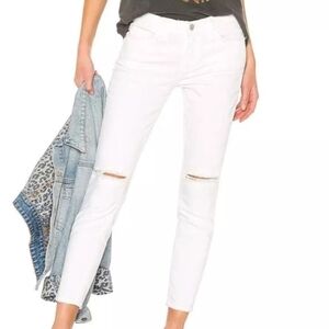 Current Elliott The High Waist Stiletto 2 Year Destroy White Jeans 29 NWT $248